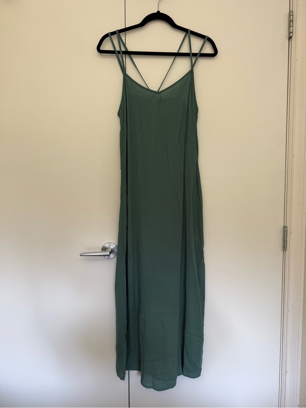 aerie Sage Green Strappy Slip Maxi Dress